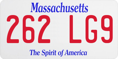 MA license plate 262LG9