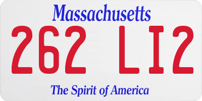 MA license plate 262LI2