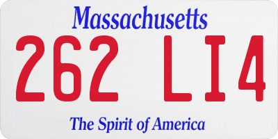 MA license plate 262LI4