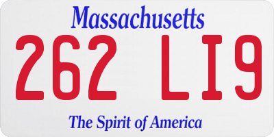 MA license plate 262LI9