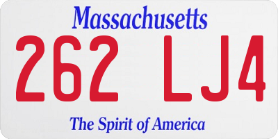 MA license plate 262LJ4