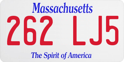 MA license plate 262LJ5
