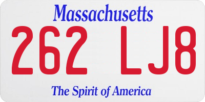 MA license plate 262LJ8