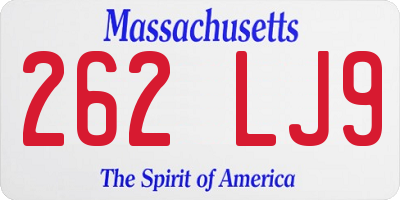 MA license plate 262LJ9
