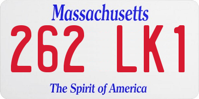MA license plate 262LK1