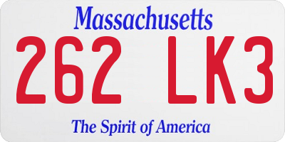MA license plate 262LK3
