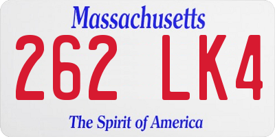 MA license plate 262LK4