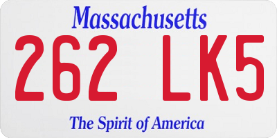 MA license plate 262LK5