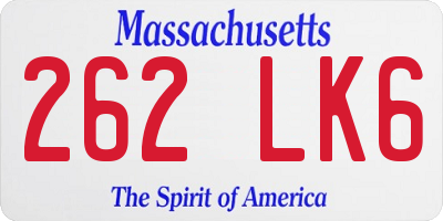 MA license plate 262LK6