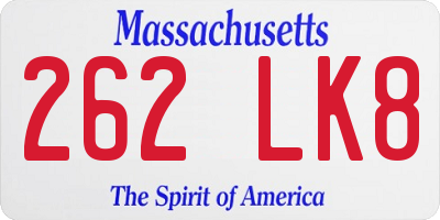 MA license plate 262LK8