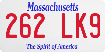 MA license plate 262LK9