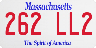 MA license plate 262LL2