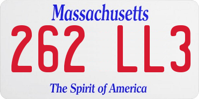 MA license plate 262LL3