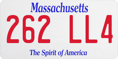 MA license plate 262LL4