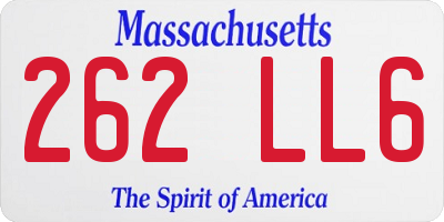 MA license plate 262LL6