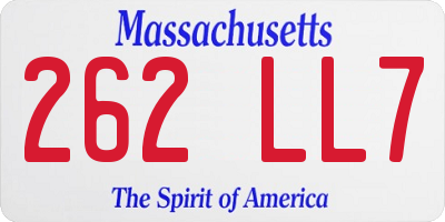 MA license plate 262LL7