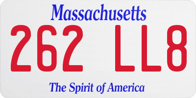 MA license plate 262LL8