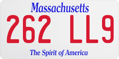 MA license plate 262LL9