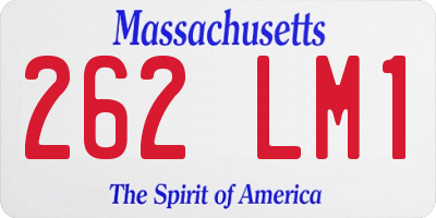 MA license plate 262LM1