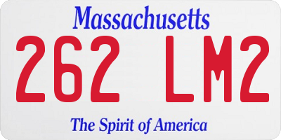 MA license plate 262LM2