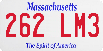 MA license plate 262LM3