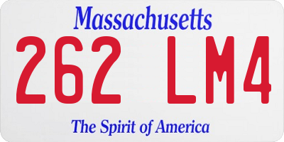 MA license plate 262LM4
