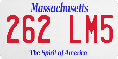 MA license plate 262LM5
