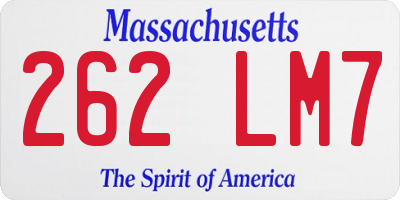 MA license plate 262LM7