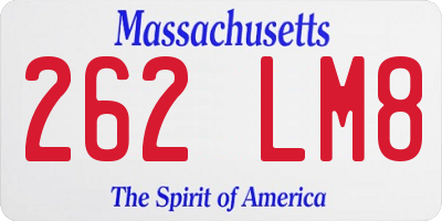 MA license plate 262LM8