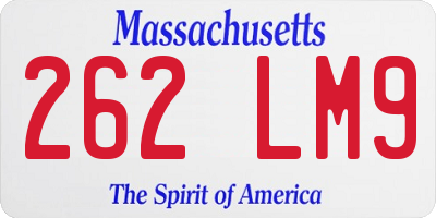 MA license plate 262LM9
