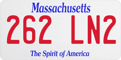 MA license plate 262LN2