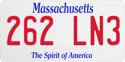 MA license plate 262LN3