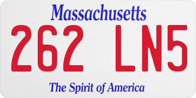 MA license plate 262LN5