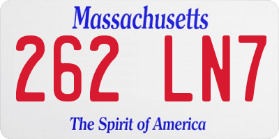 MA license plate 262LN7