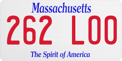 MA license plate 262LO0