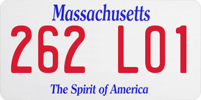MA license plate 262LO1