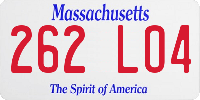 MA license plate 262LO4