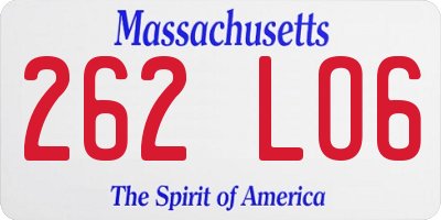 MA license plate 262LO6
