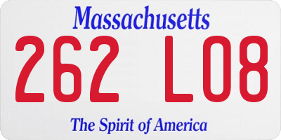 MA license plate 262LO8