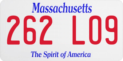 MA license plate 262LO9