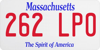 MA license plate 262LP0