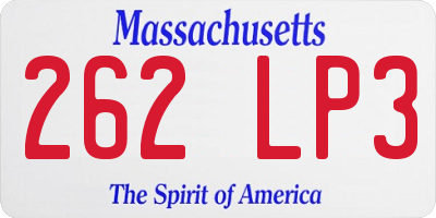 MA license plate 262LP3