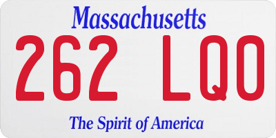 MA license plate 262LQ0