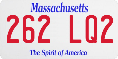 MA license plate 262LQ2