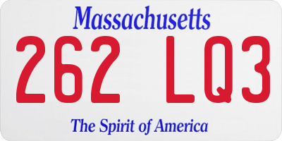MA license plate 262LQ3