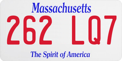 MA license plate 262LQ7