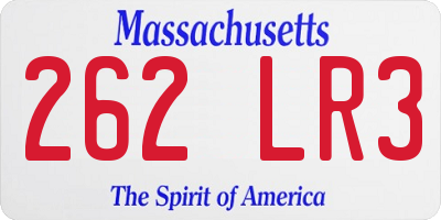 MA license plate 262LR3