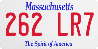 MA license plate 262LR7