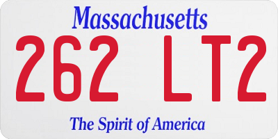 MA license plate 262LT2