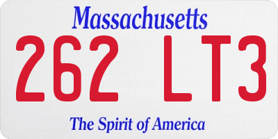 MA license plate 262LT3